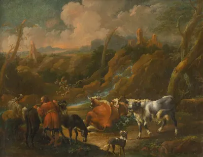 Herd by an Antique Well