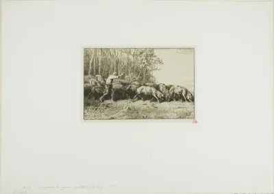 Herd of Swine Coming Out of a Wood