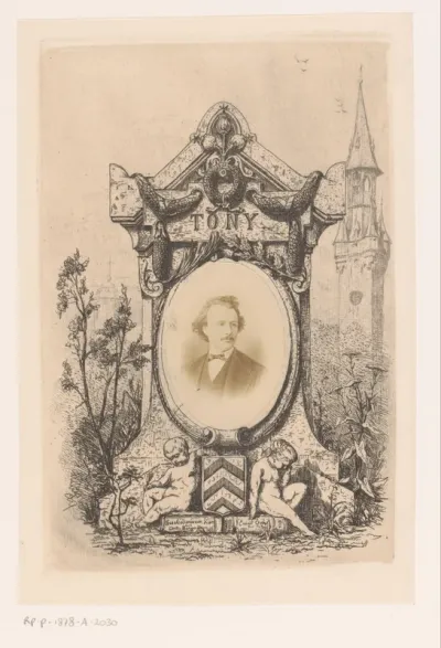 Herdenkingsmonument met portret van Anton Bergmann