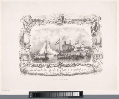 Herdenkingsprent ter gelegenheid van het honderjarig bestaan van de Zaanse zeil- en roeivereniging