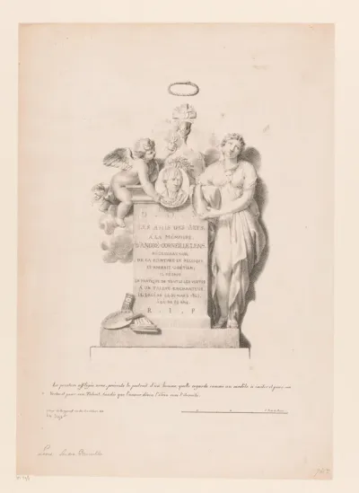 Herdenkingszuil met het portret van Andries Lens in een medaillon