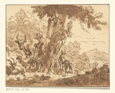 Herder bij boom