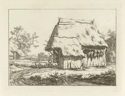 Herder bij een schaapskooi