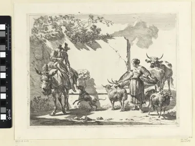 Herder en herderin bij een fontein