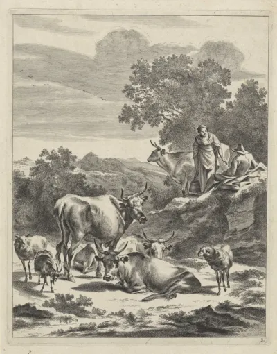 Herder en herderin met een emmer