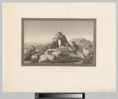Herder en herderin op een heuvel