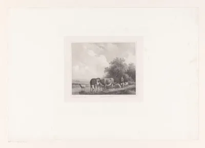 Herder en vee in landschap