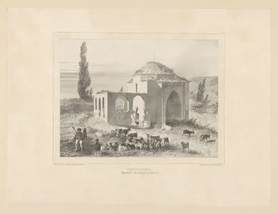 Herder met geiten bij grafmonument voor Mariah , 21 augustus 1837