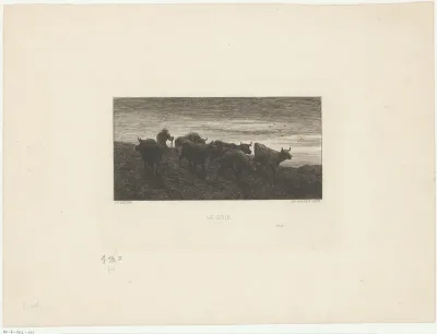 Herder met kudde koeien