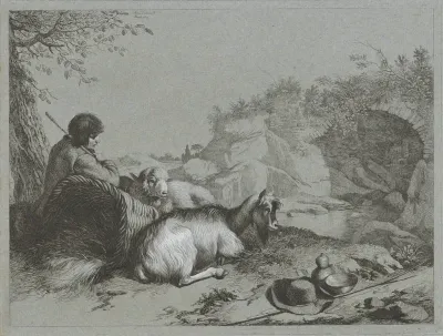 Herder met schaap en geit