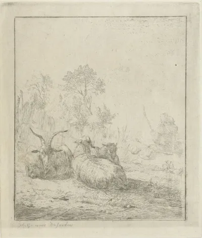 Herder met schapen en geiten