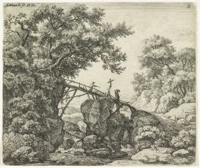 Herder op een hellende brug