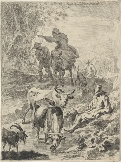 Herders bij een beek