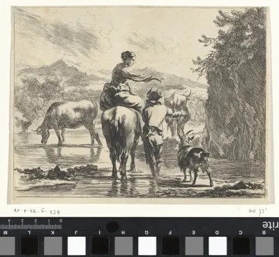 Herders bij een waterval