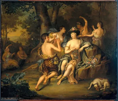 Herders en herderinnen in een landschap
