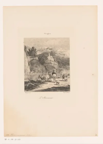 Herders en reizigers bij een rivier