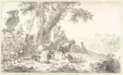 Herders with their Flock under a Tree