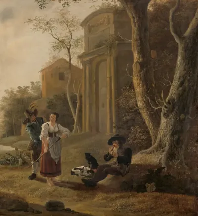 Herderstafereel met een schalmeispeler