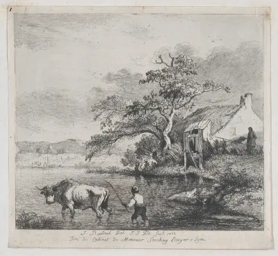Herdsman and Bull, after Ruisdael