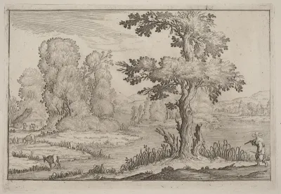 Herdsman and Cows Crossing a River