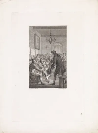 Heren in gesprek in een interieur