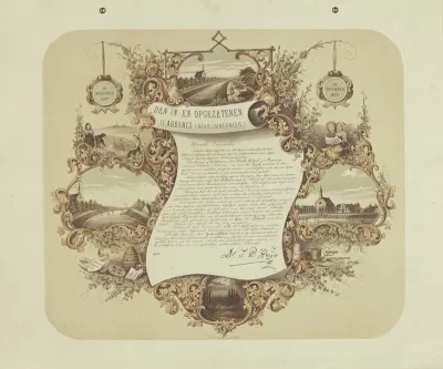 Herinneringsprent opgedragen door Jan Pieter Heije aan de in- en opgezetenen te Abbenes (Haarlemmermeer), 1875