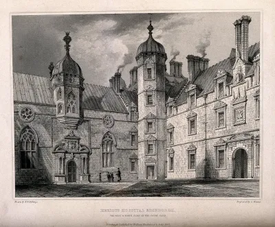 Heriot's Hospital, Edinburgh: the north west sides of the courtyard