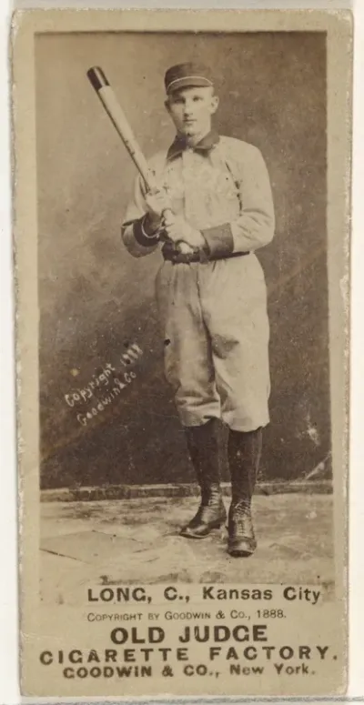 Herman C. Long, Catcher, Kansas City Cowboys, from the Old Judge series (N172) for Old Judge Cigarettes