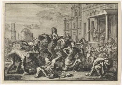 Herodes laat zijn barbier Tryfon, Tyro en diens zoon op verdenking van verraad stenigen