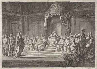 Herodes verschijnt voor de rechterstoel van Hyrkanus