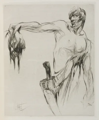 Herodias: Page 53, The head entered and mannaeus held it by the hair, at arm's length, proud from the applause
