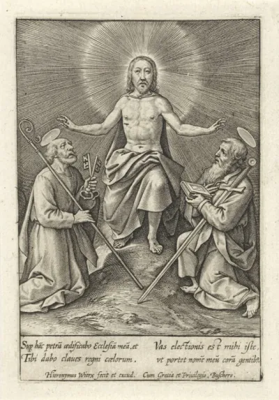 Herrezen Christus met Petrus en Paulus