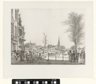Herstelwerk op het Rapenburg na de ramp, 1807