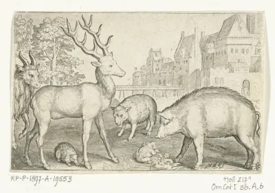 Hert, egel, schaap, kikker en varken