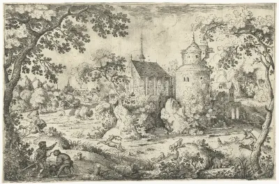 Hertenjacht bij een kapel