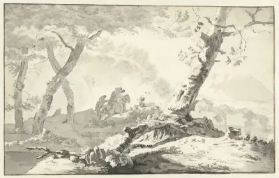 Hertenjacht in een bergachtig landschap