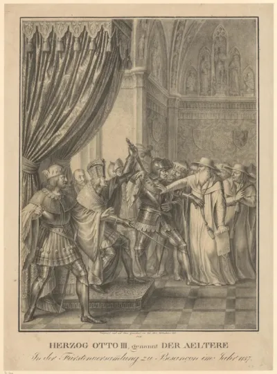 Hertog Otto III tijdens de prinselijke vergadering te Besançon in het jaar 1157