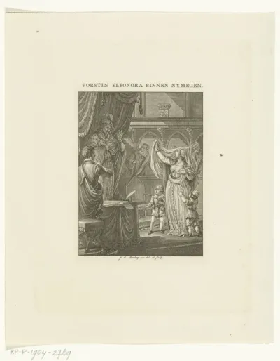 Hertogin Eleonora van Gelre confronteert graaf Reinald II van Gelre in vergaderzaal van Valkhof te Nijmegen