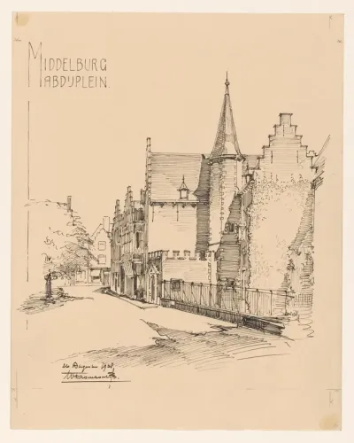 Het Abdijplein te Middelburg
