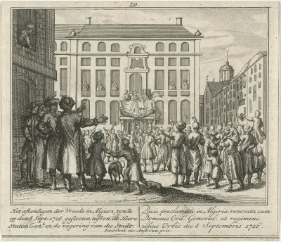 Het afkondigen van de vrede gesloten tussen de Staten-Generaal en het bestuur van Algiers, 1726