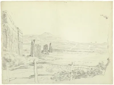 Het aquaduct van de Aqua Claudia, gezien naar de bergen