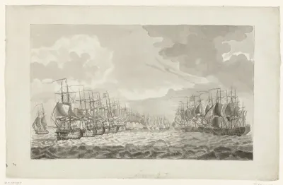 Het begin van de zeeslag bij Doggersbank, 1781