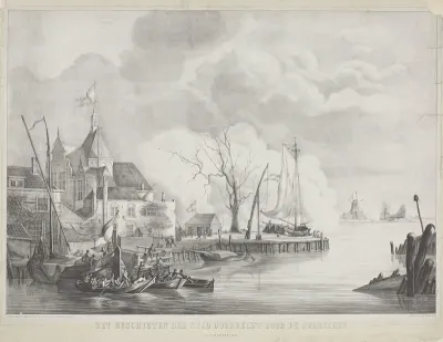 Het beschieten der stad Dordrecht door de Franschen. 24e November 1813