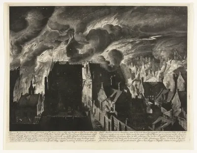 Het blussen van de zware brand aan de Elandsgracht, 1679