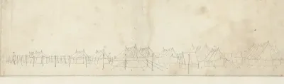 Het cavaleriekamp op het Malieveld te 's-Gravenhage, 1742