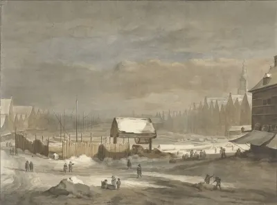 Het Damrak in de winter
