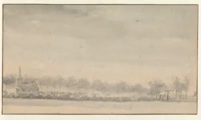 Het dorp Nederhorst en het kasteel vanuit het zuiden