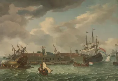 Het eiland Onrust bij Batavia