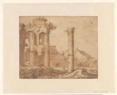 Het Forum van Nerva in Rome, gezien vanaf de tempel van Minerva
