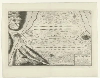 Het Franse leger tegenover het Oostenrijks-Brandenburgse leger bij Turckeim en Colmar, 5 januari 1674